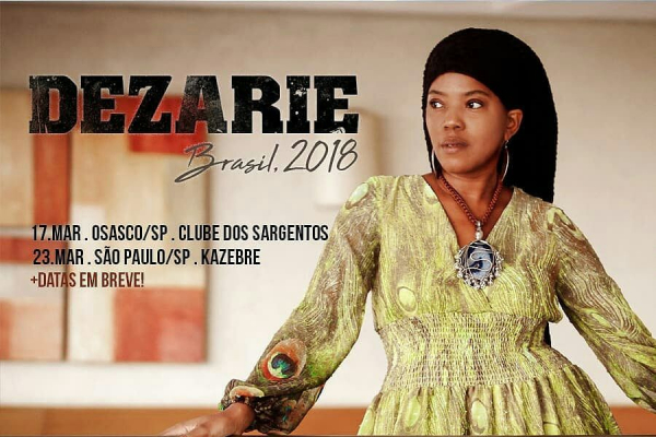 A cantora de reggae Dezarie estará de volta ao Brasil em Março.