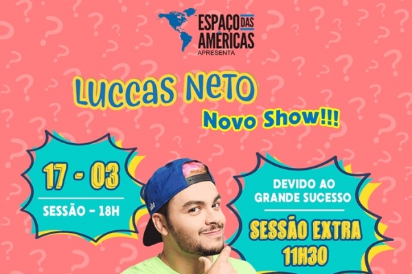 Após sucesso de vendas, Luccas Neto chega ao Espaço das Américas com novo espetáculo