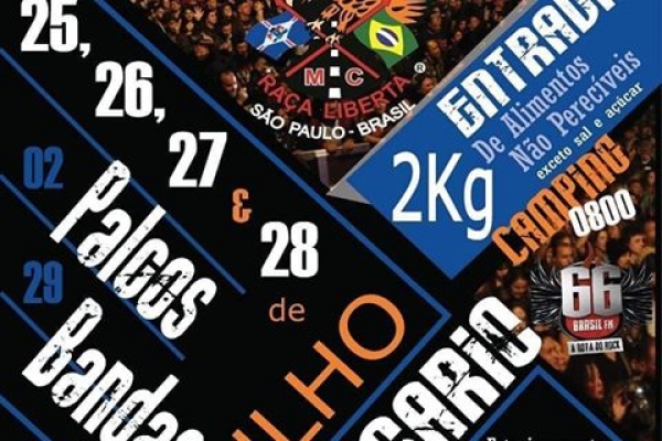 Falcões Raça Liberta Motoclube fará seu 24º Aniversário com 4 dias de muito Rock and Roll