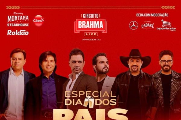 Edson e Hudson se apresentam no sábado, 8 de agosto, às 21h40, pelo Circuito Brahma Live